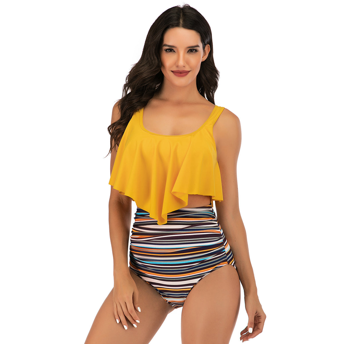 High-waist polyester nylon intimate bikini sets