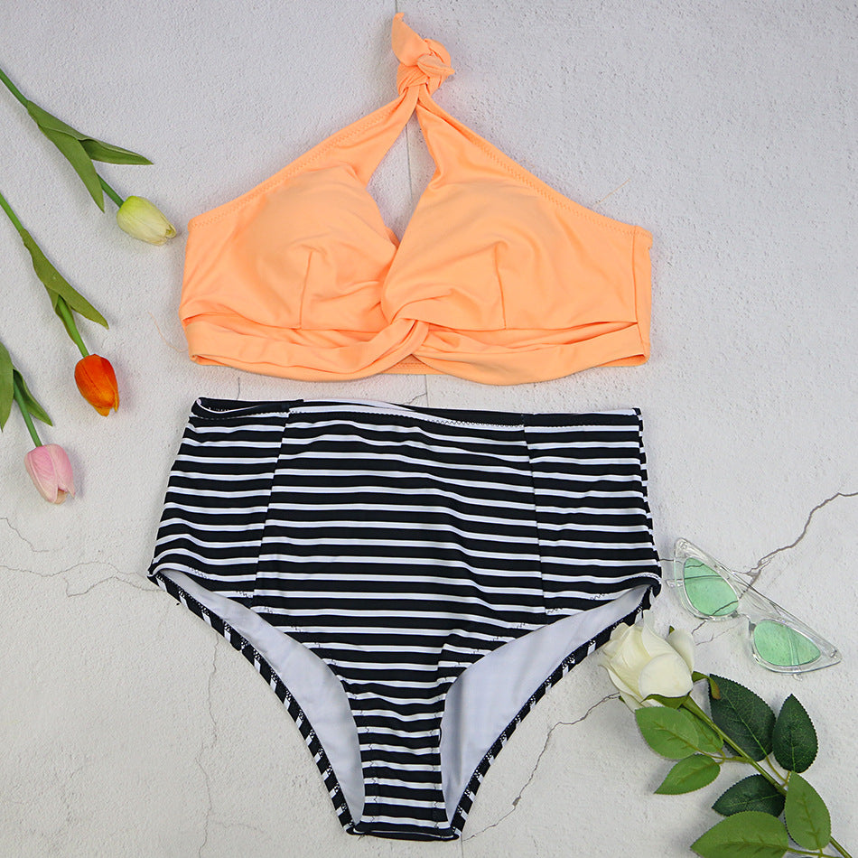 Orange polyester lingerie bikini sets