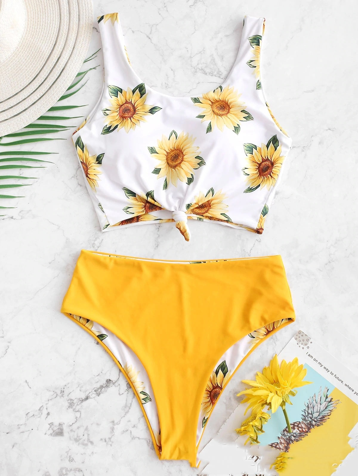 Green floral polyester intimate bikini set - product image 2