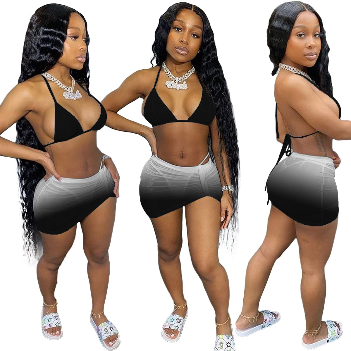 Polyester and spandex bikini sets