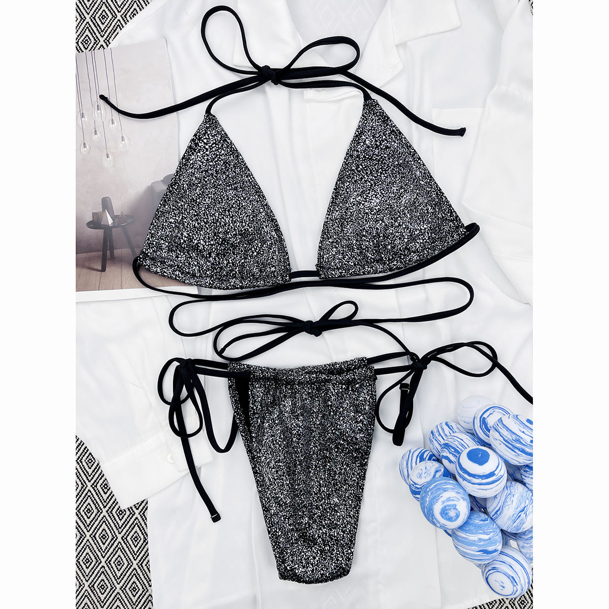 Stylish lace and nylon bikini sets - image 3