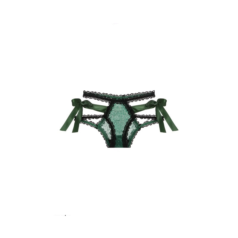 Low-waisted bow-detail lace lingerie briefs - image 1