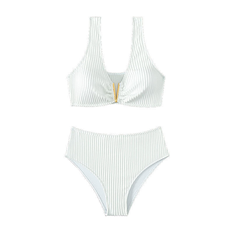 Black high-waist nylon intimate bikini set - product image 2
