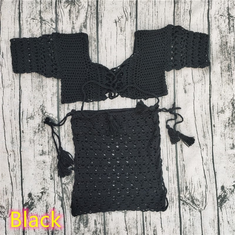 Black cotton acrylic intimate bikini sets - image 4