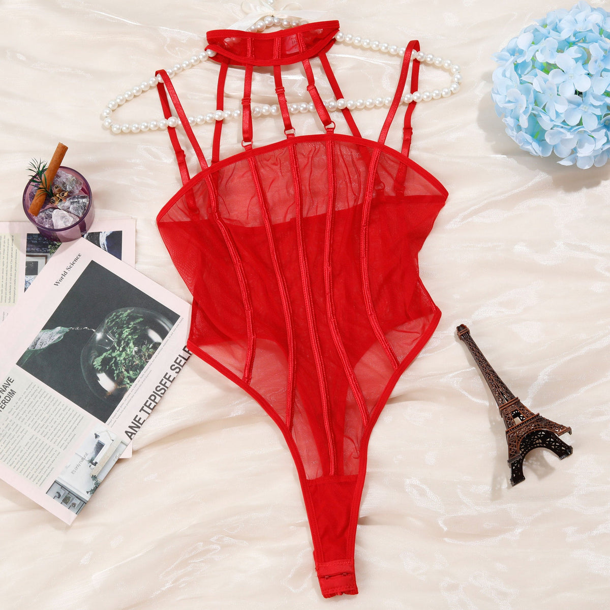 Black seamless shaping mesh lingerie bodysuits
