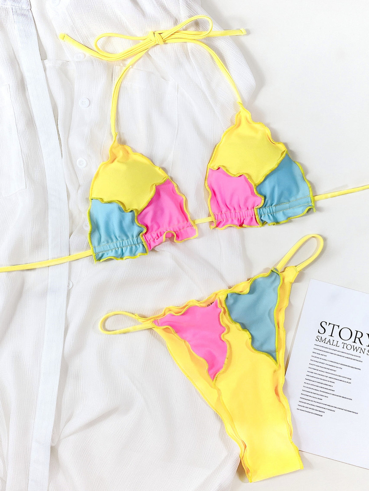 Yellow nylon lingerie bikini set - product image 2