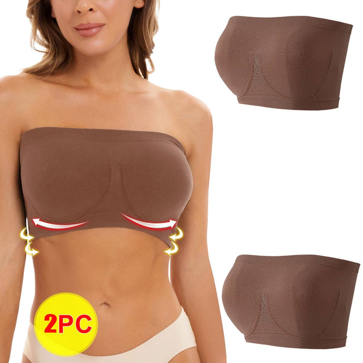 Plus-size strapless nylon and spandex bras