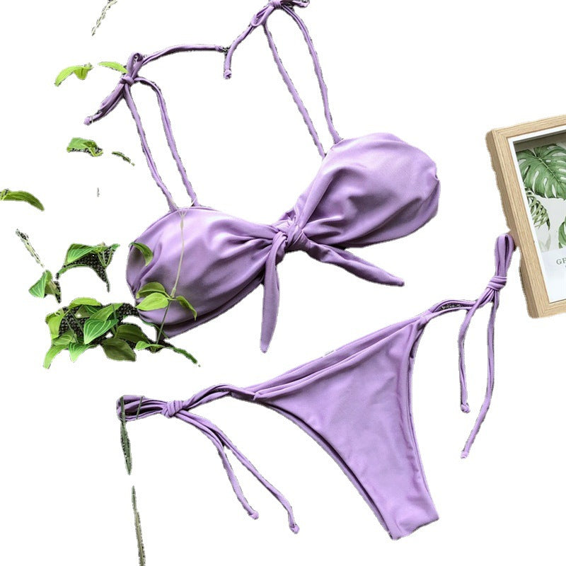 White backless polyester intimate bikini sets - image 4