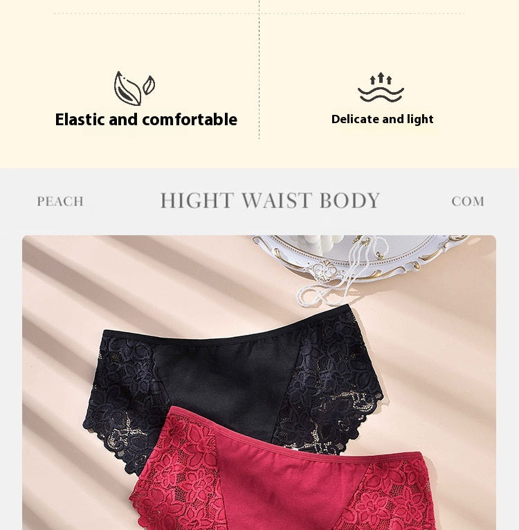 High-waisted seamless breathable lace lingerie briefs - image 4