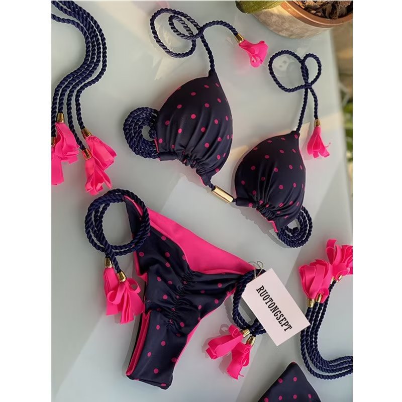 Grey nylon lingerie bikini sets - image 8