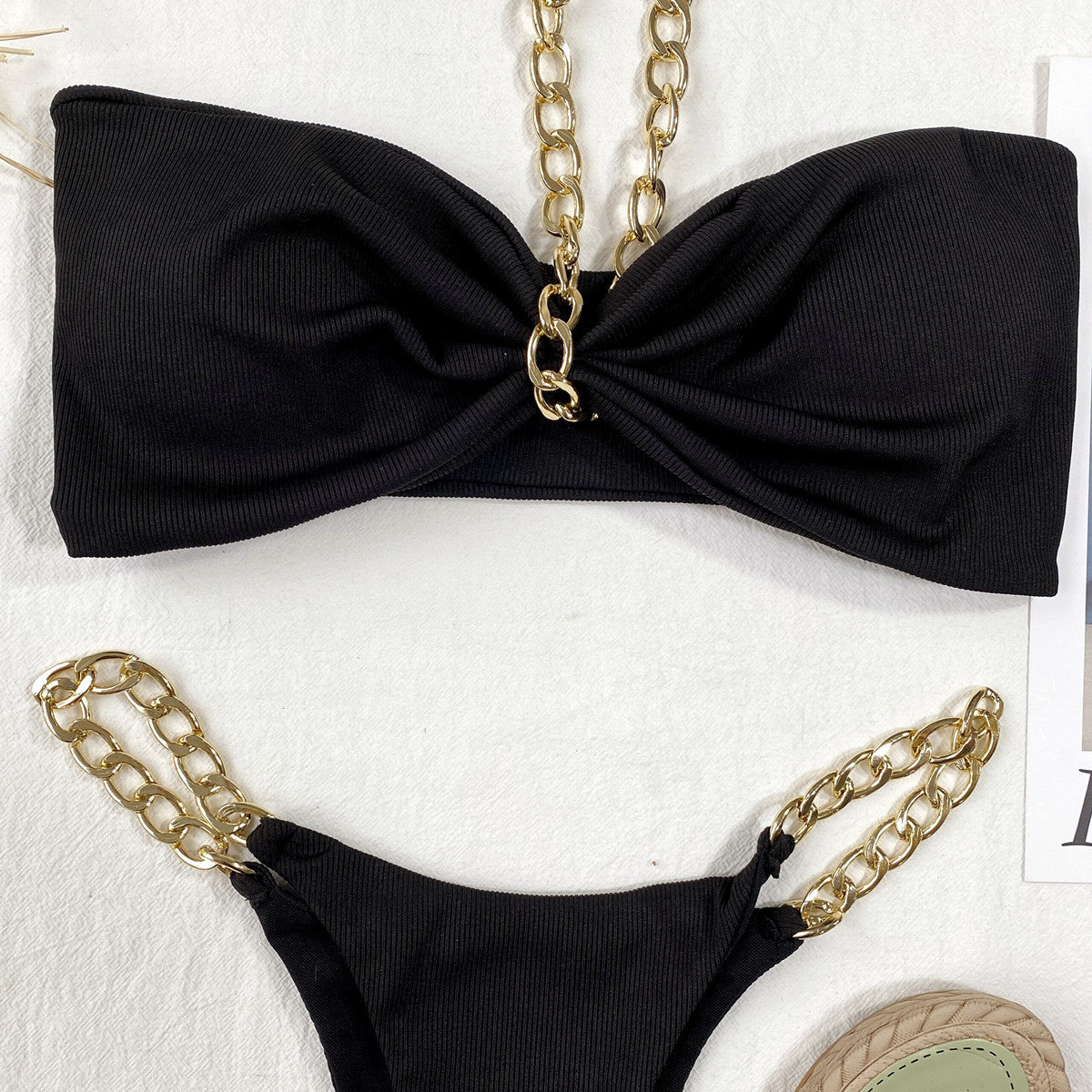 Black nylon lingerie bikini set - product image 2