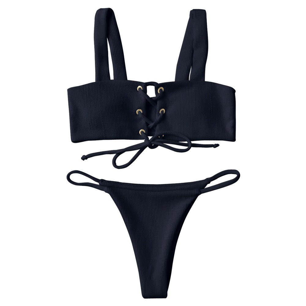Black nylon lingerie bikini sets