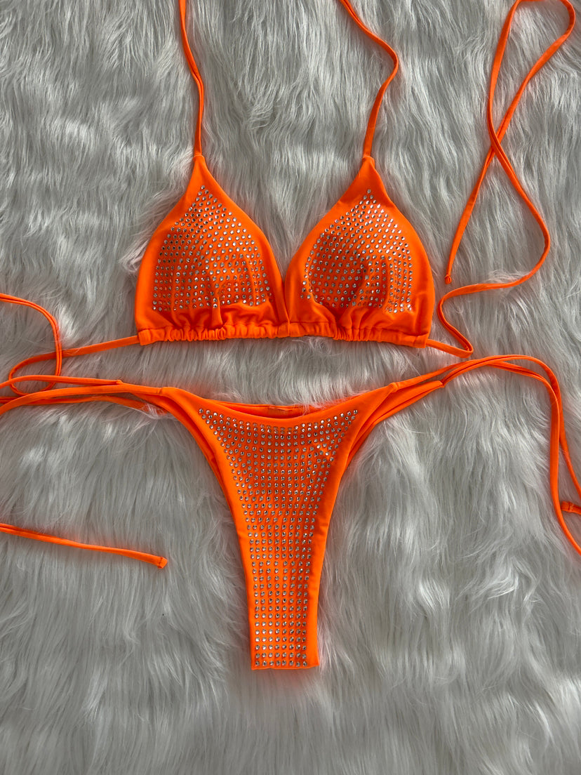 Backless lace and nylon bikini sets
