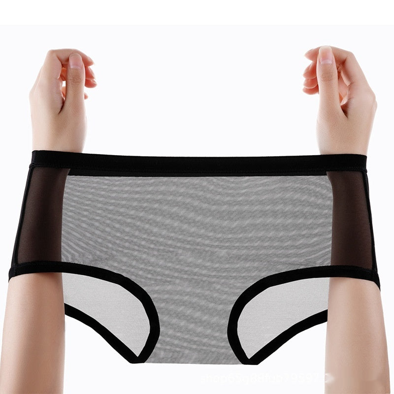 Seamless crotchless sheer mesh lingerie briefs - image 4