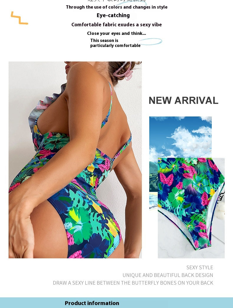 Floral backless ruffled one-piece lingerie bodysuit - product image 2