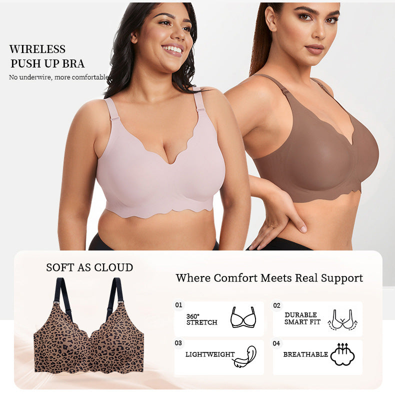 Underwire push-up plus-size leopard cotton bras - image 4
