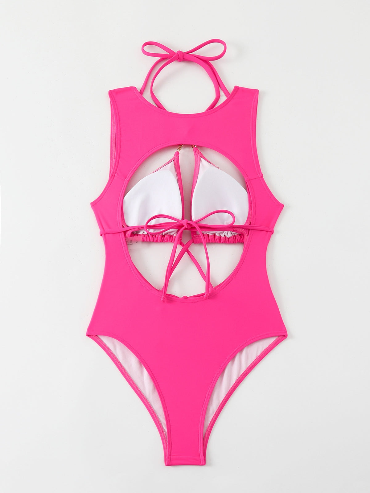 Pink cutout one-piece nylon bikini set - product image 2