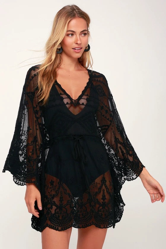Stylish lace and polyester bikini sets