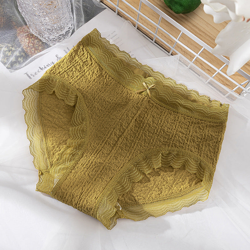 Seamless breathable lace and cotton lingerie briefs