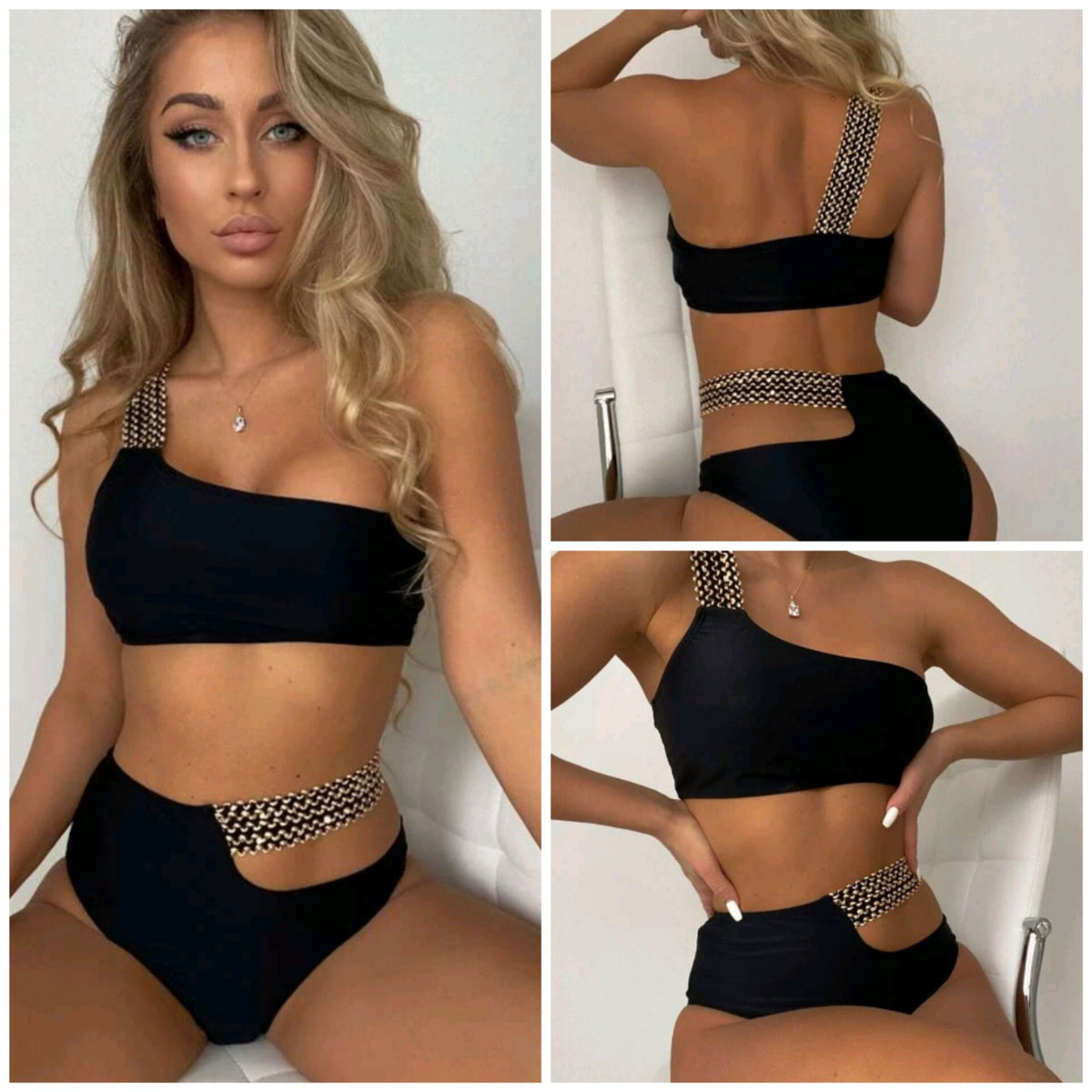 High-waisted polyester and nylon bikini sets - image 3