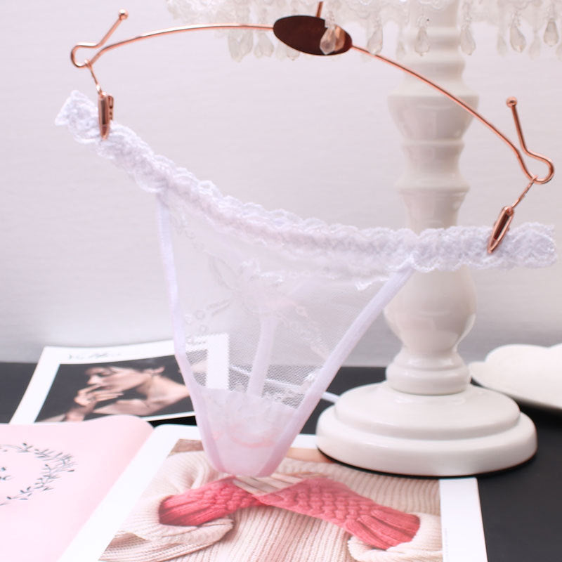 Low-waisted seamless sheer lace lingerie briefs