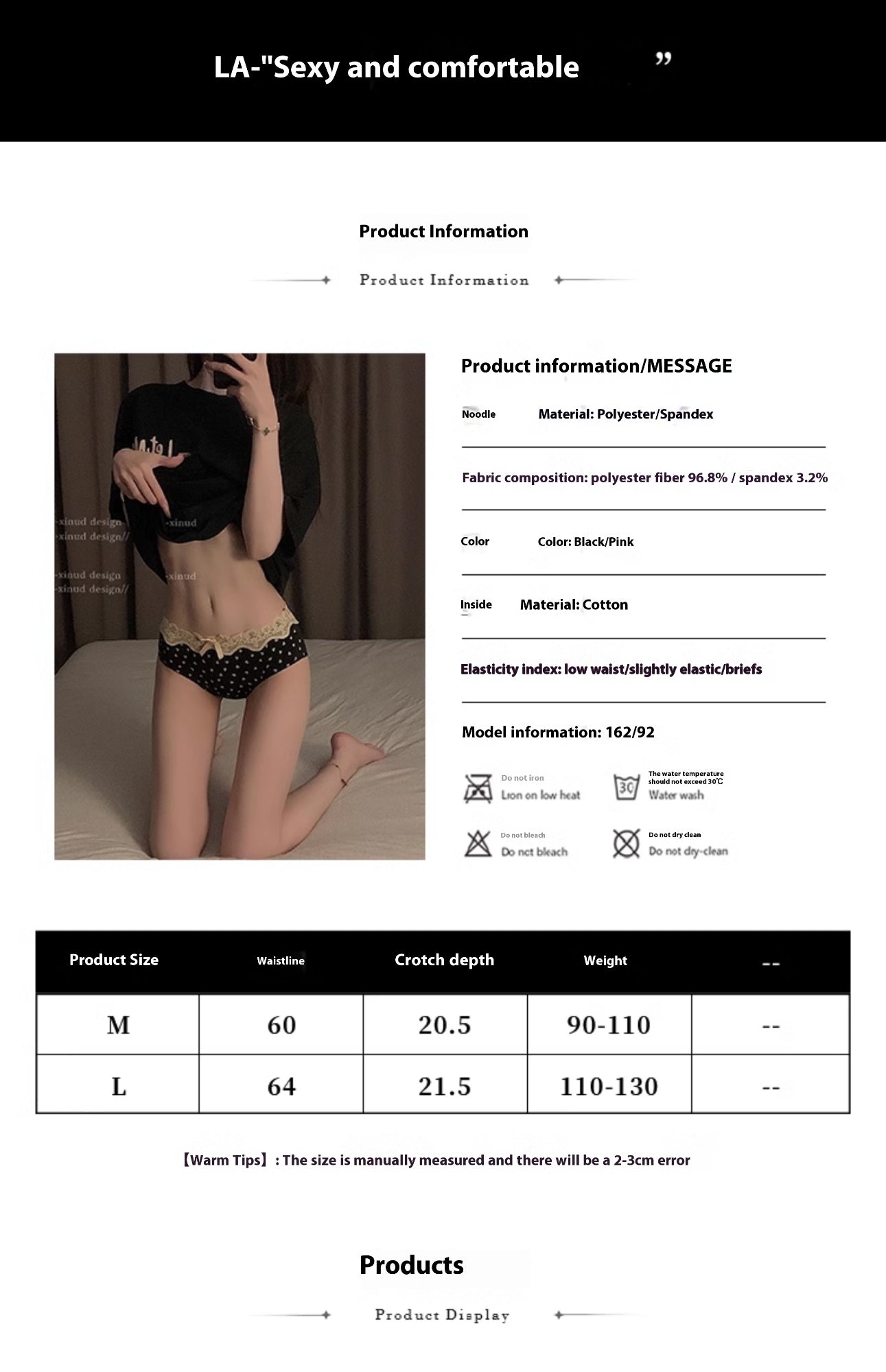 Low-waisted lace and nylon lingerie briefs - image 4