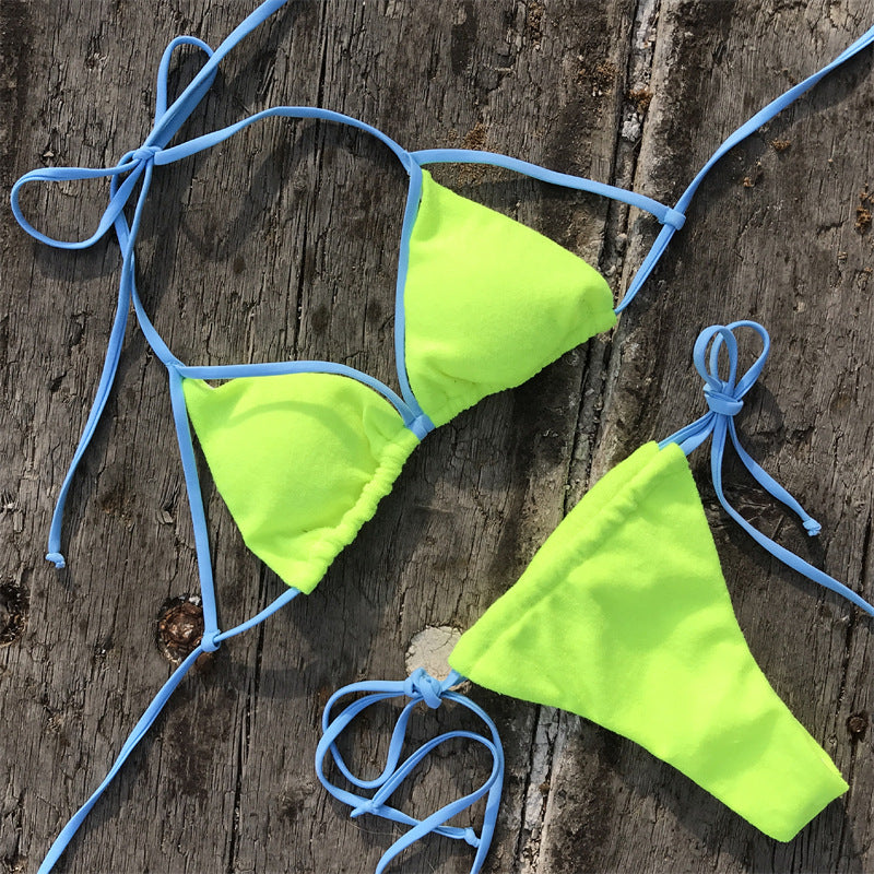 Green polyester nylon intimate bikini sets
