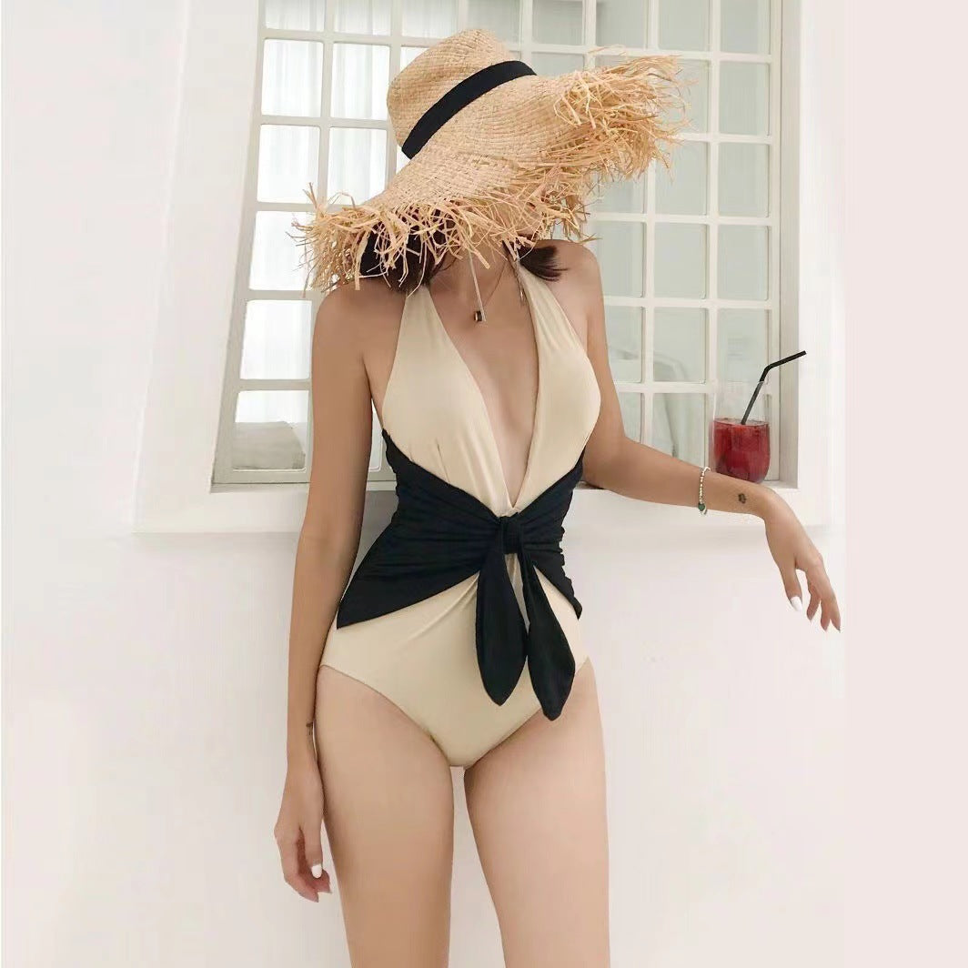 Black one-piece nylon intimate bikini sets