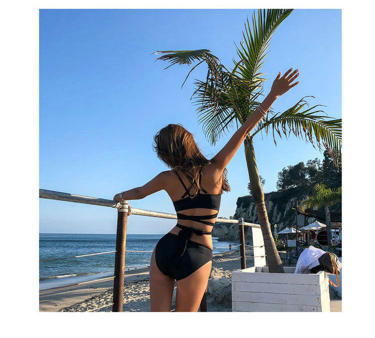 Backless high-waist nylon intimate bikini set - product image 2