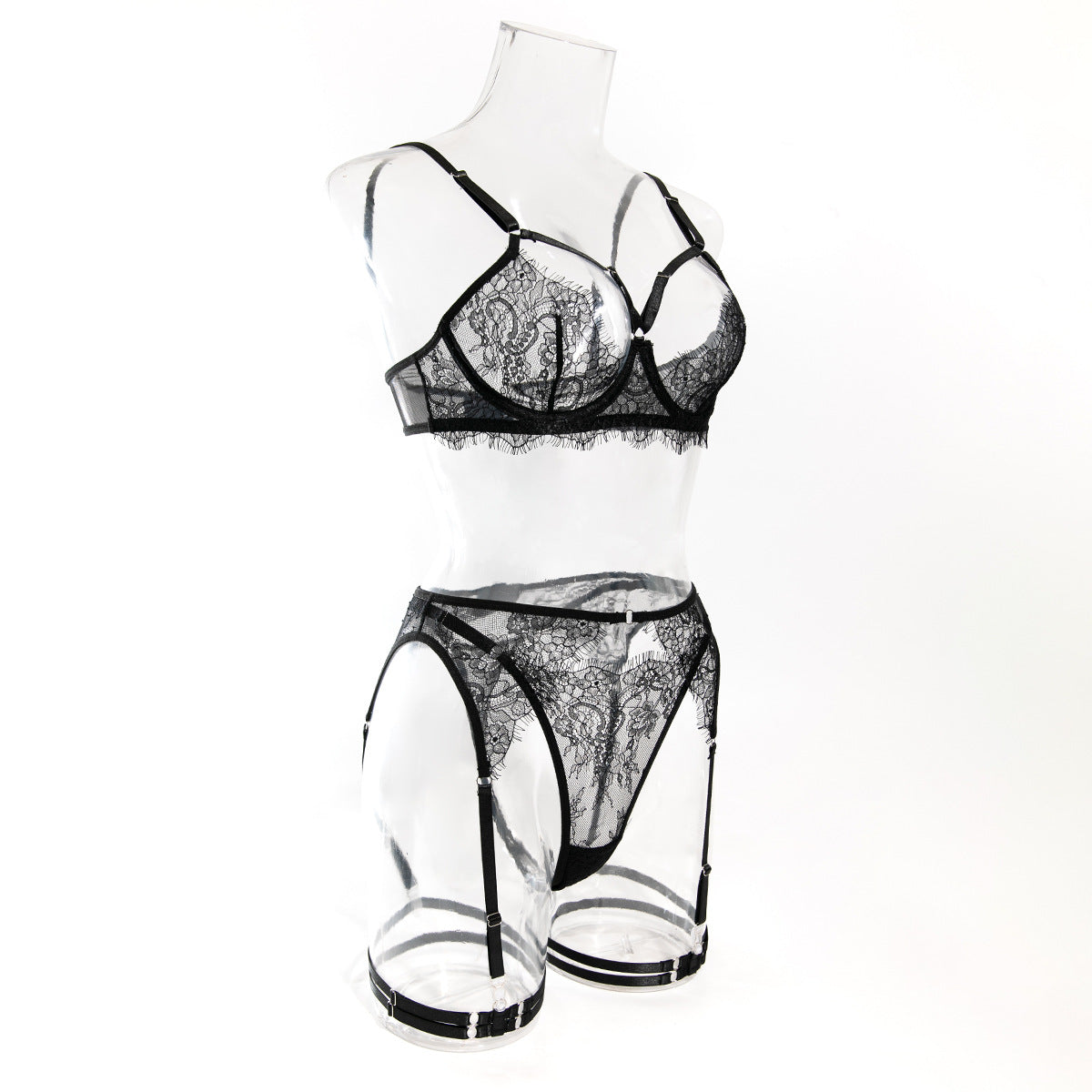 Sheer cutout lace lingerie sets - image 4