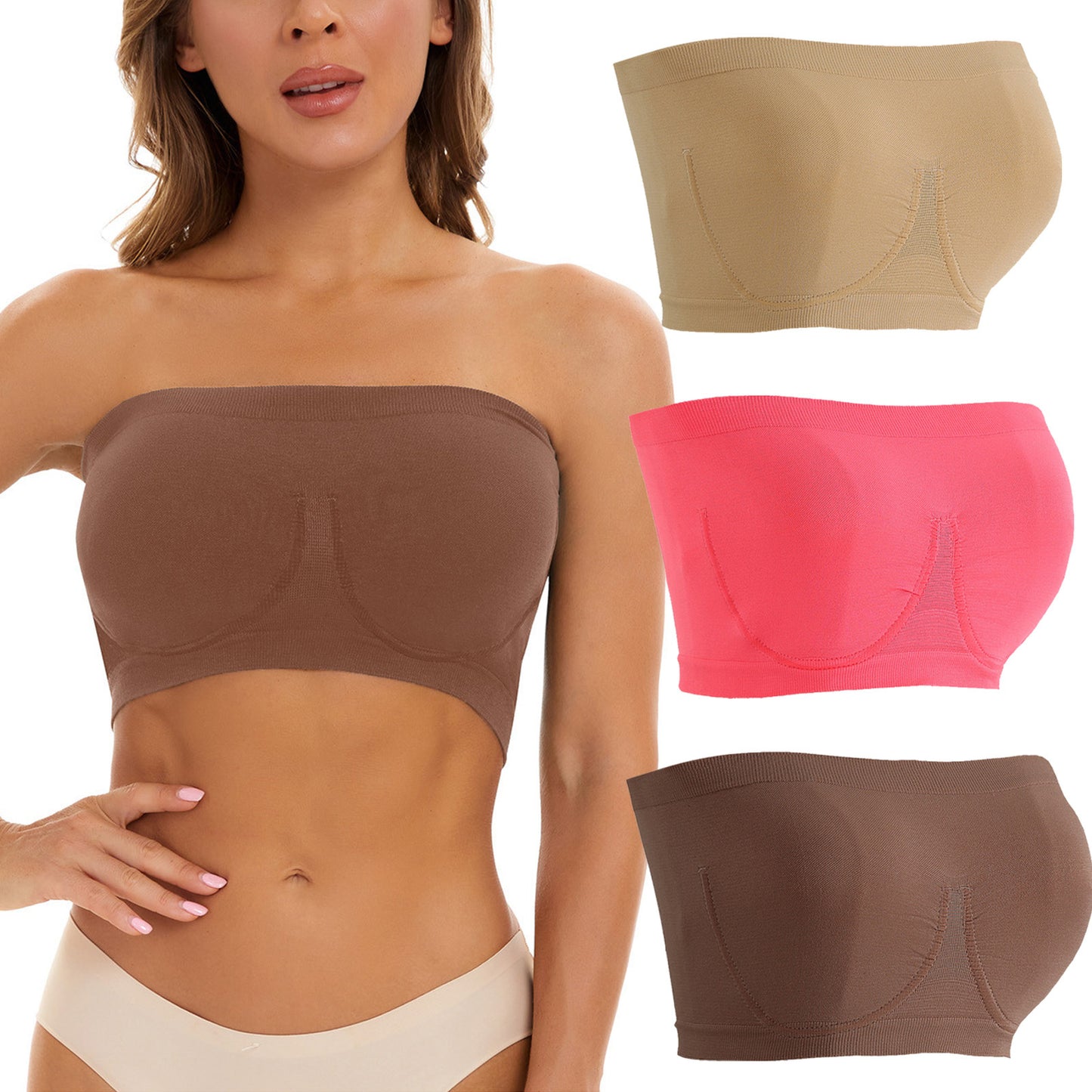 Plus-size strapless nylon and spandex bras