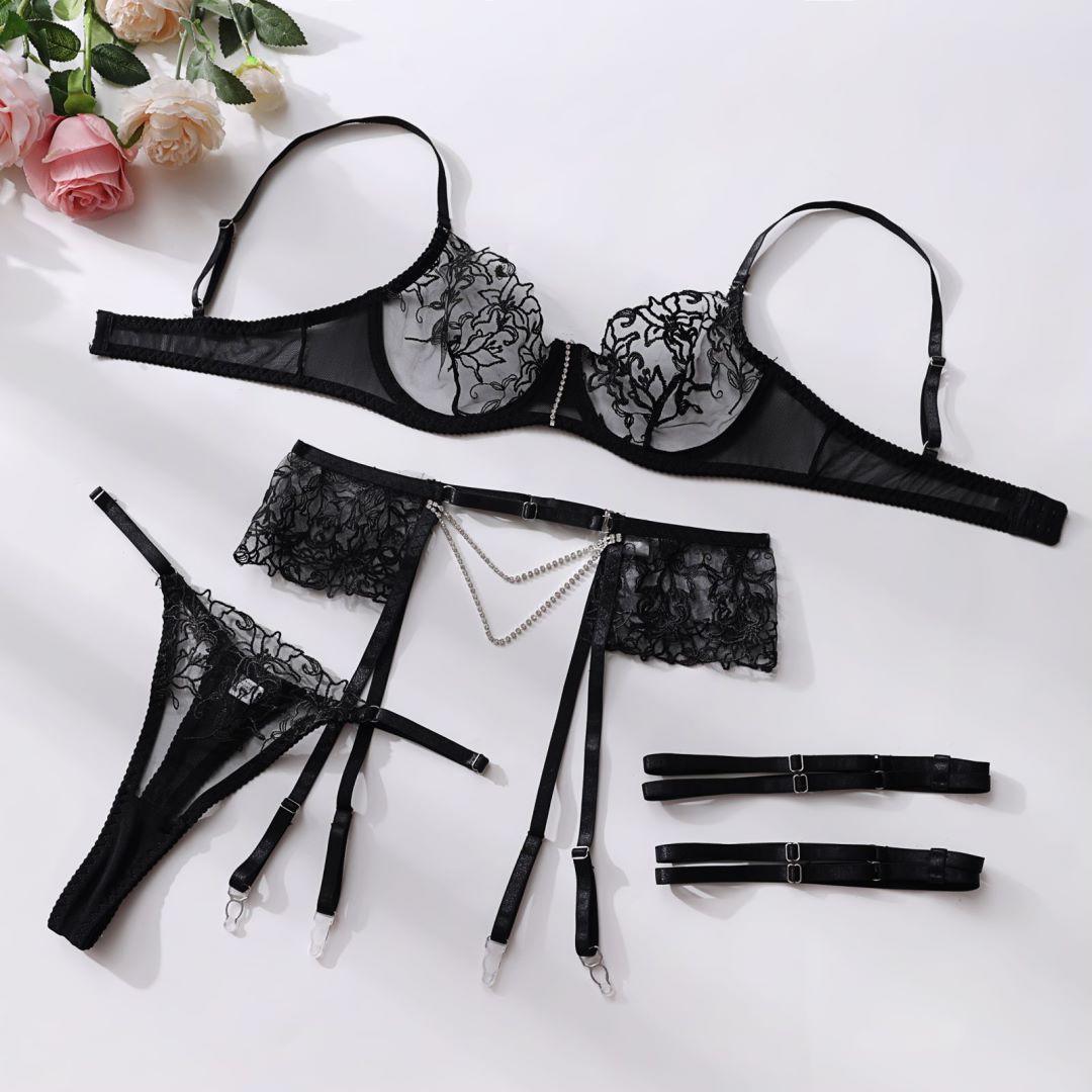 Embroidered lace and polyester lingerie sets - image 1
