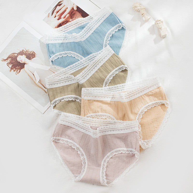 Seamless breathable cotton and lace lingerie briefs - image 1