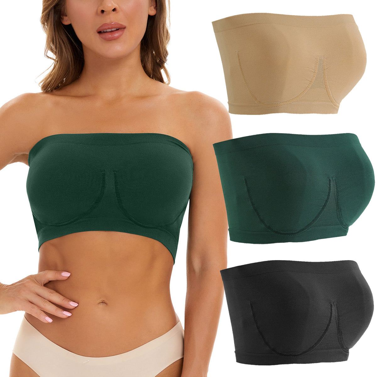 Plus-size strapless nylon and spandex bras - image 1