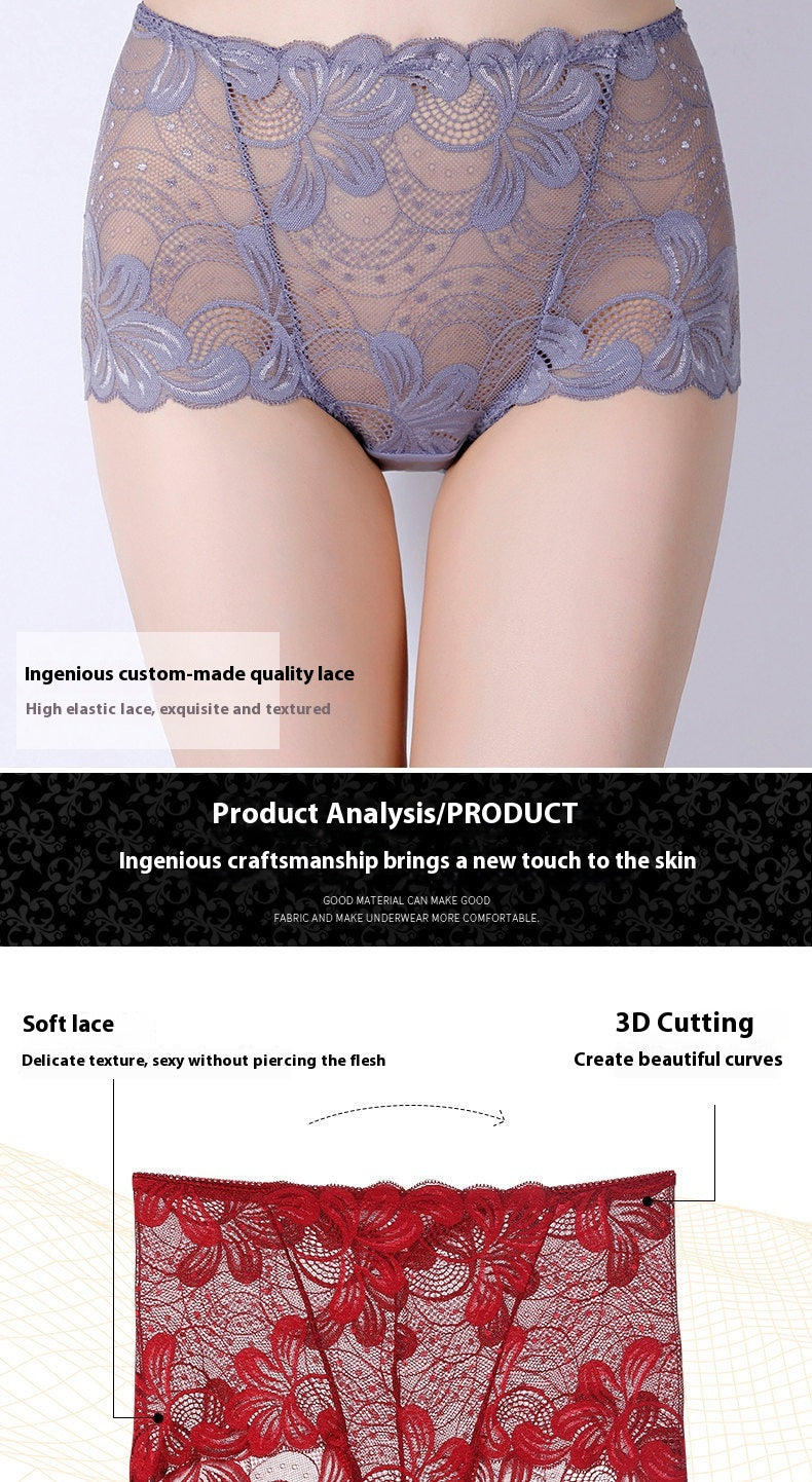 High-waisted breathable lace and cotton lingerie briefs - image 2