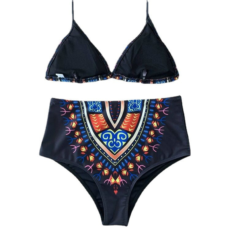 High-waisted floral polyester and spandex bikini sets - image 1