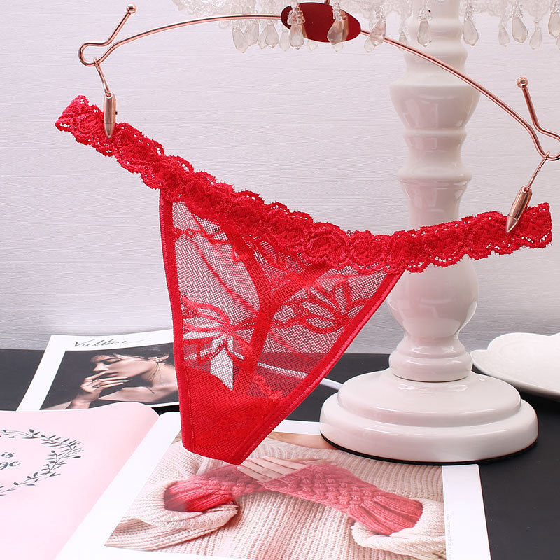 Low-waisted seamless sheer lace lingerie briefs - image 4