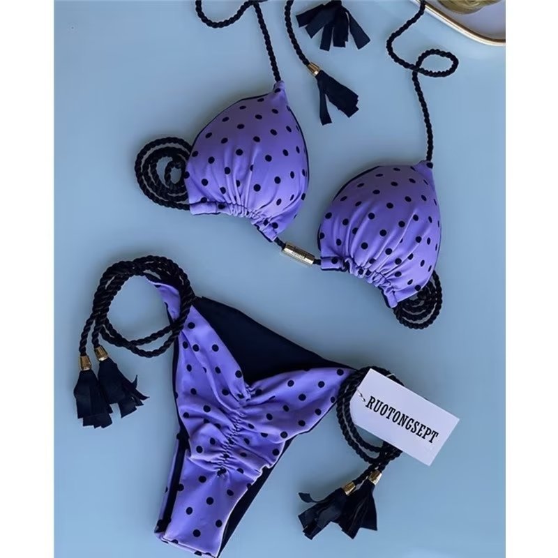 Grey nylon lingerie bikini sets - image 3