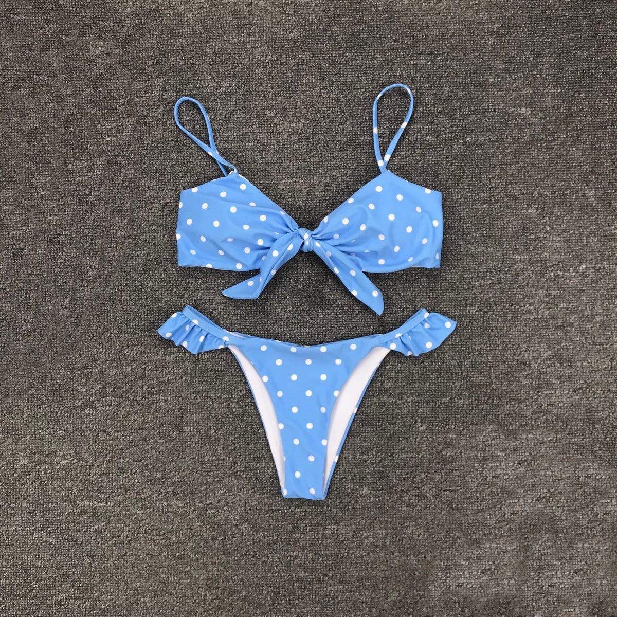 Blue polyester lingerie bikini set - product image 1