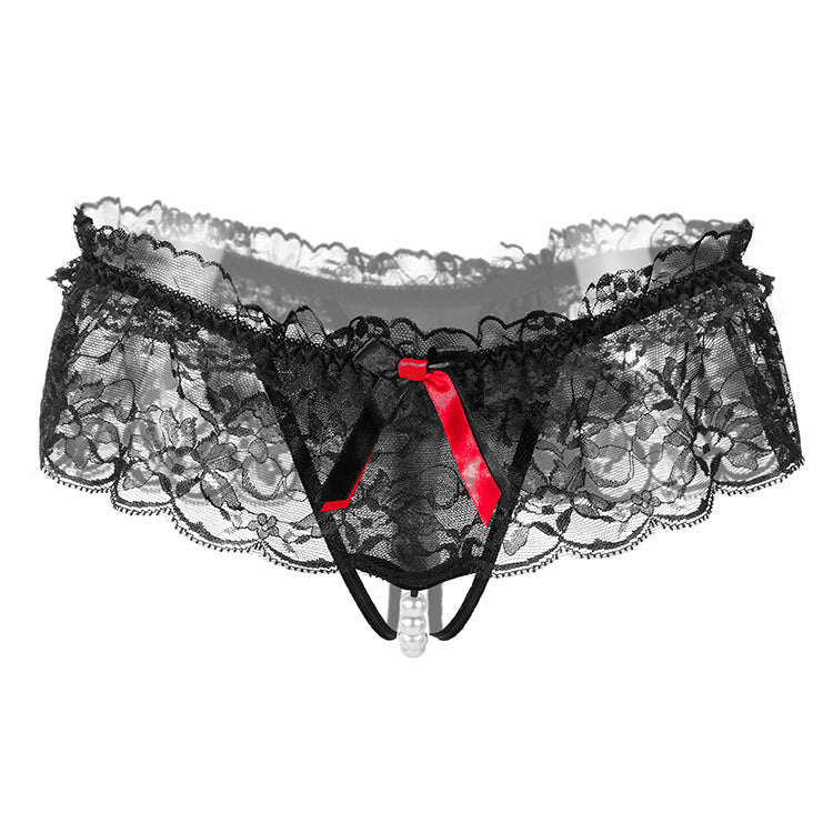 Low-waisted lace and nylon lingerie briefs
