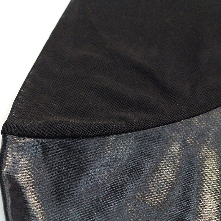 Elegant Mesh and Leather Lingerie Bodysuits - Black / XXXL product image