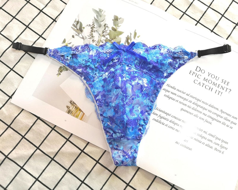 Seamless embroidered lace and polyester lingerie briefs - image 1
