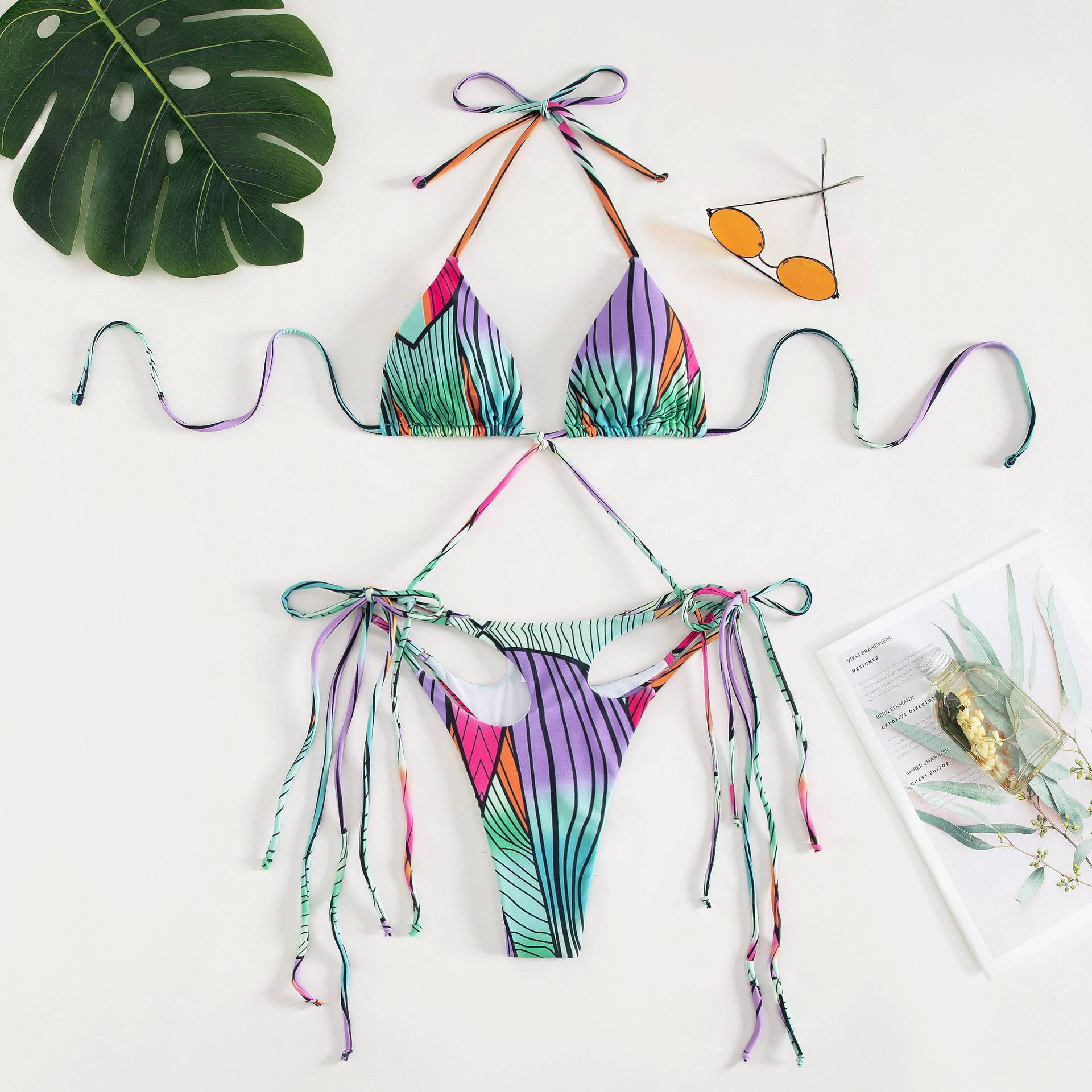 Green nylon lingerie bikini sets - image 3