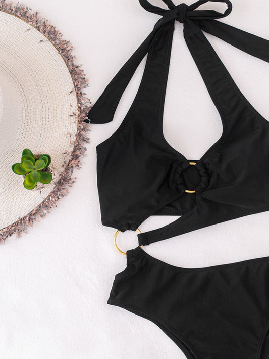 Black nylon lingerie bikini set - product image 1