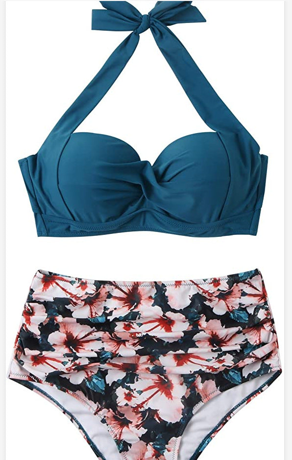 High-waist polyester lingerie bikini sets