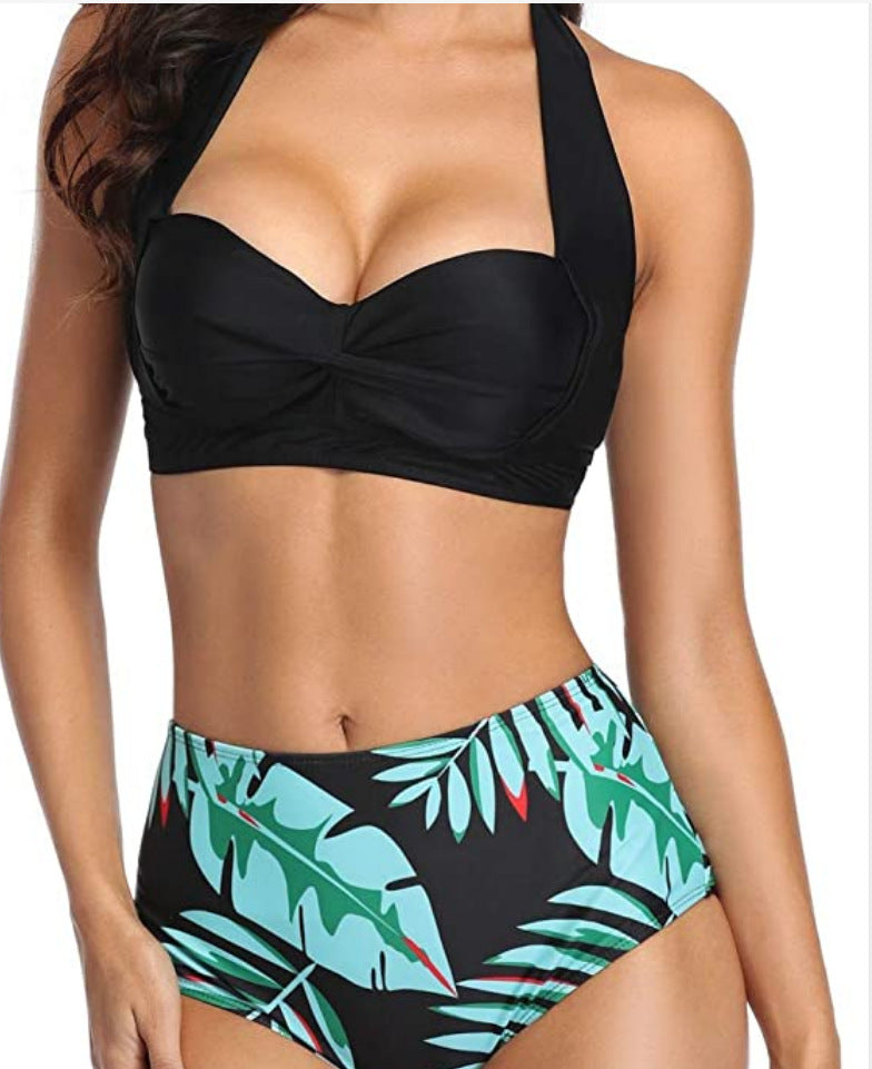 High-waist polyester lingerie bikini sets