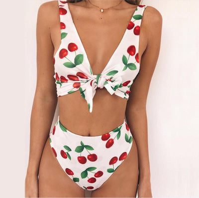 High-waisted floral lace and polyester bikini sets