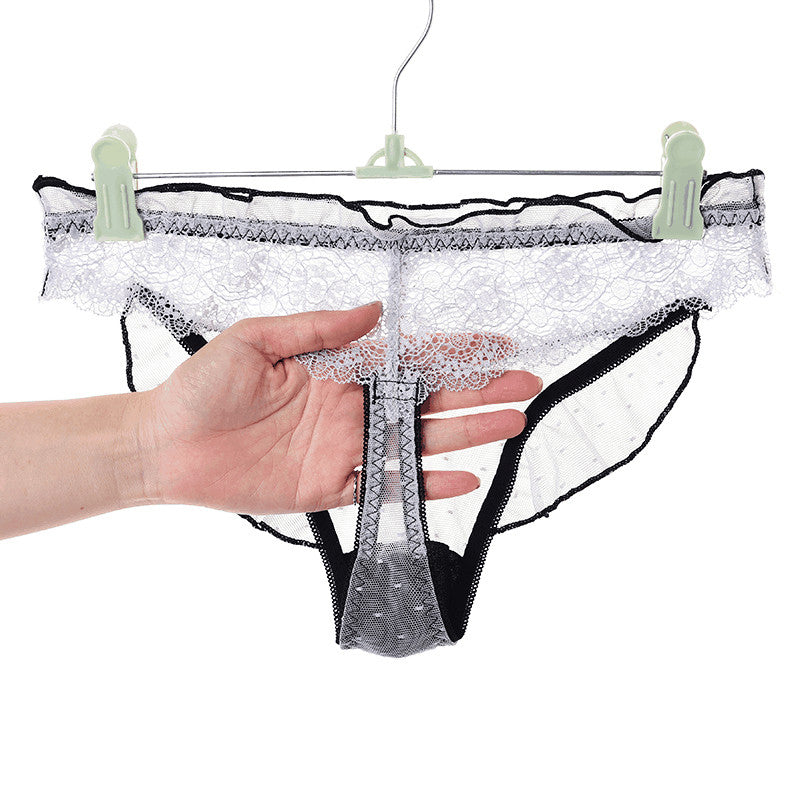 Low-waisted sheer lace and cotton lingerie briefs