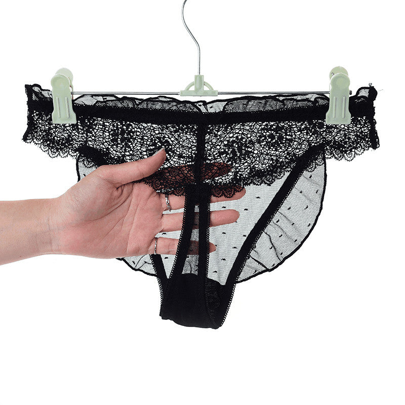 Low-waisted sheer lace and cotton lingerie briefs