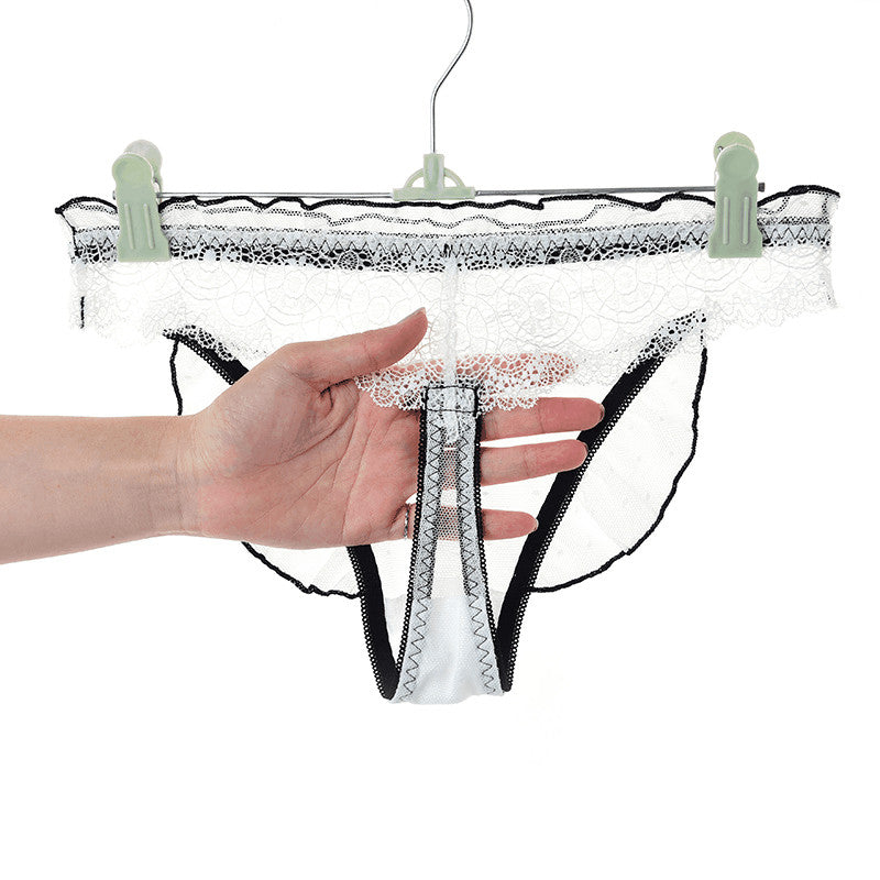 Low-waisted sheer lace and cotton lingerie briefs